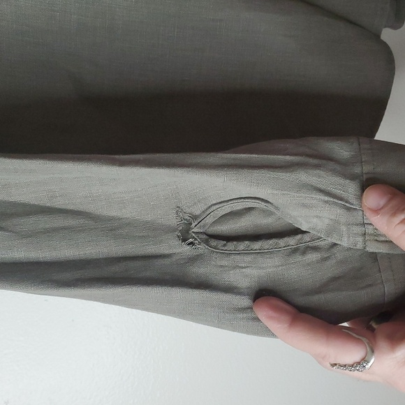Cloth & Stone Linen Button Down Collared Blouse Top Size Medium Sage Green - Picture 5 of 10